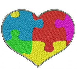 Autism Awareness Heart Filled Machine Embroidery Digitized Design Pattern - Instant Download - 4x4 , 5x7, and 6x10 -hoops